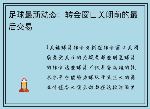 足球最新动态：转会窗口关闭前的最后交易