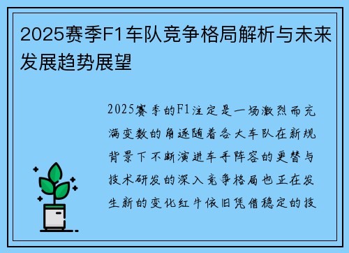 2025赛季F1车队竞争格局解析与未来发展趋势展望