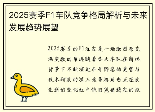 2025赛季F1车队竞争格局解析与未来发展趋势展望